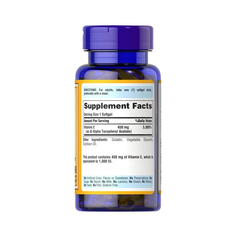 Vitamine | Vitamina E 450mg, 50 capsule, Puritan's Pride, Supliment alimentar pentru sanatate 1
