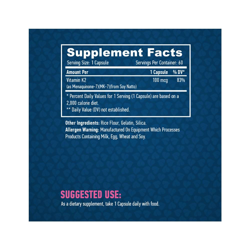 Vitamine | Vitamina K2 100mcg, 60 capsule, Haya Labs, Supliment alimentar pentru sanatate 1