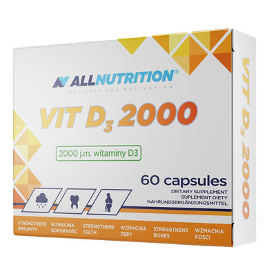 Suplimente pentru oase si articulatii | Vitamina D3 2000IU 60 capsule, Allnutrition, Supliment alimentar pentru imunitate si sanatate 0