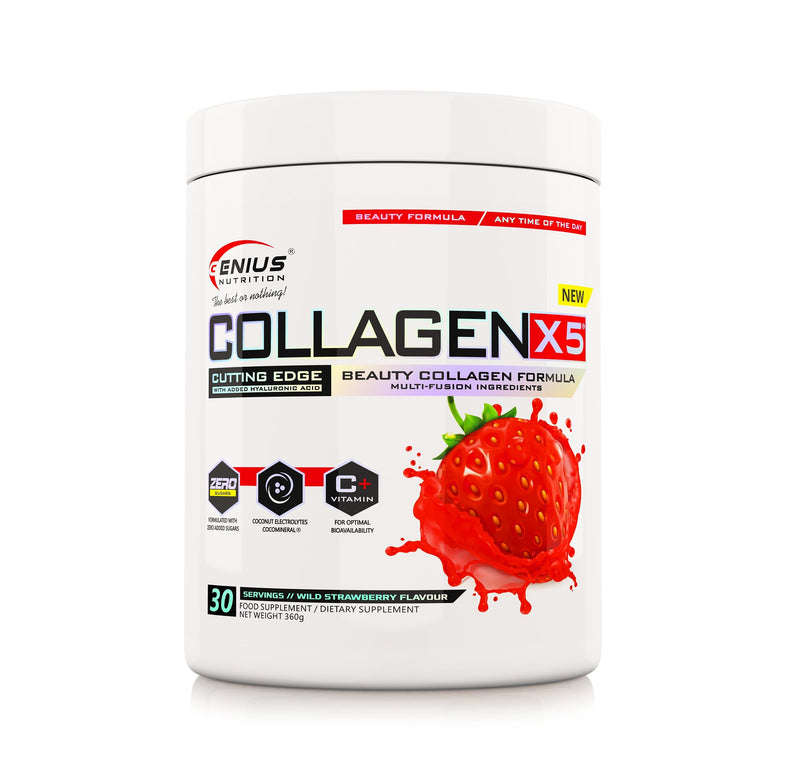 Colagen | COLLAGEN-X5® pudra, 360g, Genius Nutrition, Supliment alimentar pe baza de colagen pentru oase si articulatii 3