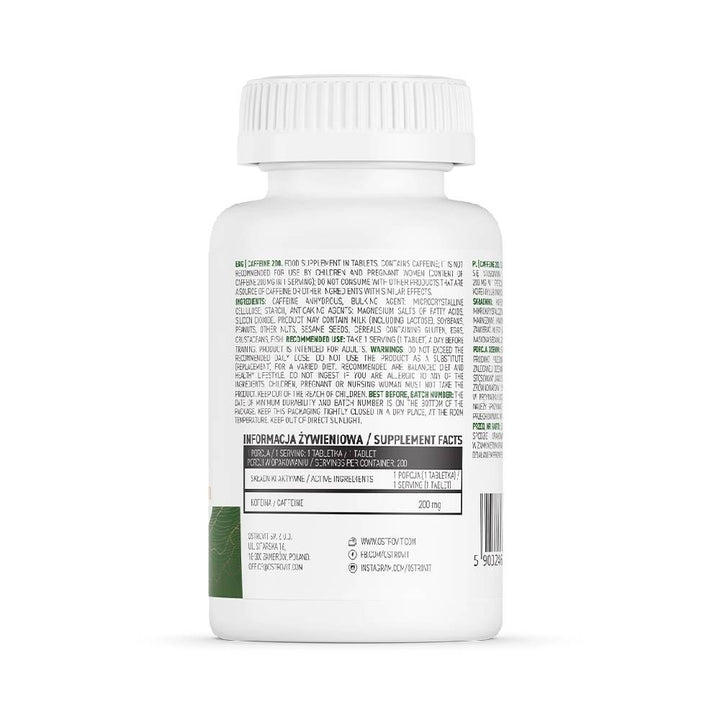 Suplimente antrenament | Cofeina 200 tablete, Ostrovit, Supliment alimentar pre-workout 1