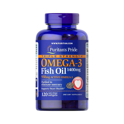 Acizi grasi Omega | Omega-3 Ulei de peste 1400mg, 120 capsule, Puritan's Pride, Acizi grasi Omega 3 0