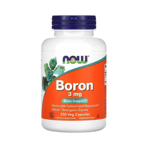 Suplimente pentru oase si articulatii | Bor 3mg, 250 capsule, Now Foods, Supliment alimentar pentru sanatatea oaselor 0