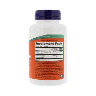 Stimulente hormonale | Zinc Glicinat 30mg, 120 capsule, Now Foods, Supliment alimentar pentru sanatate 1