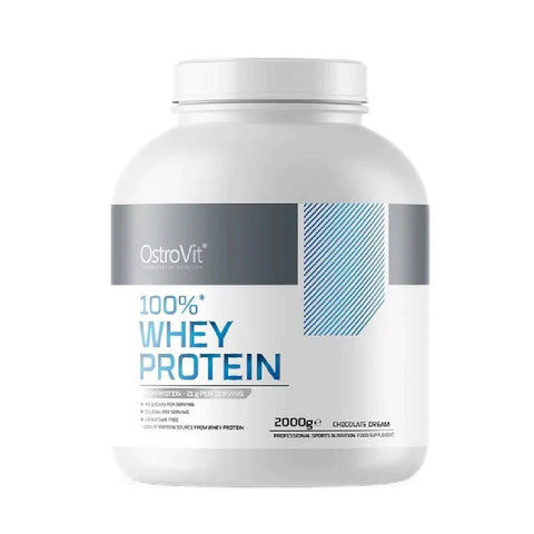 Concentrat proteic din zer | 100% Whey Protein, pudra, 2kg, Ostrovit, Concentrat proteic din zer (Ambalaj cu un usor defect estetic - Cutiile pot fi usor turtite) 0