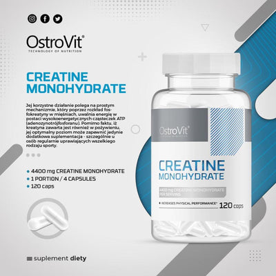 Creatina | Creatina monohidratata, 120 capsule, Ostrovit, Supliment crestere masa musculara 1