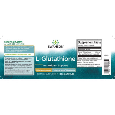 Hepatoprotectoare | L-glutation 100mg, 100 capsule, Swanson, Antioxidant pentru sportivi 1