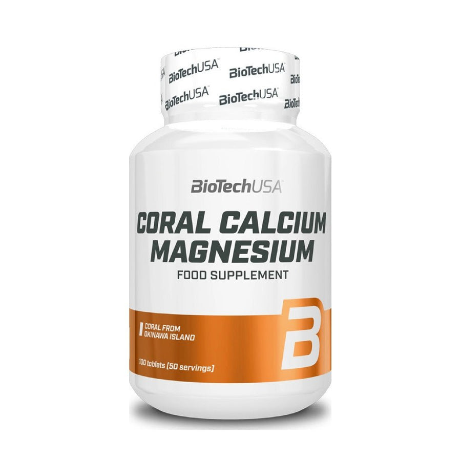 Suplimente pentru oase si articulatii | Coral calciu si magneziu, 100 tablete, BiotechUSA, Supliment alimentar pentru sanatatea oaselor 0