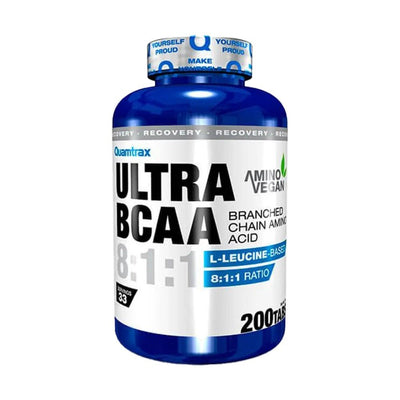 Aminoacizi | Ultra BCAA 8:1:1, 200 tablete, Quamtrax, Supliment alimentar pentru refacere 0