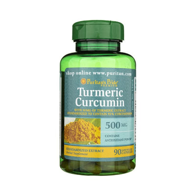 Suplimente Antioxidanti | Turmeric Curcumin 500mg, 90 capsule, Puritan's Pride, Supliment alimentar pentru sanatate 0