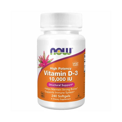 Suplimente pentru oase si articulatii | Vitamina D-3 10000 IU, 240 capsule, Now Foods, Supliment alimentar pentru imunitate 0