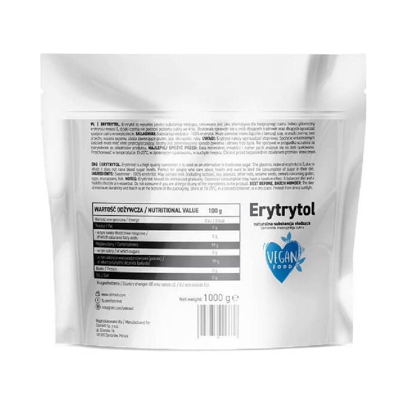 Alimente & Gustari | Erytrytol, pudra, 1000g, OstroVit, Indulcitor pe baza de eritritol 1