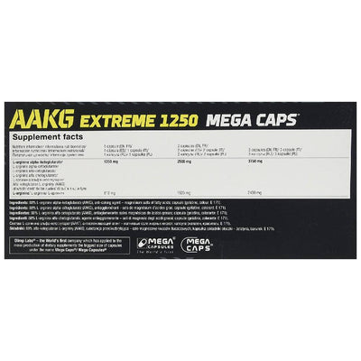 Aminoacizi | AAKG Arginina1250 mega caps, 120 capsule, Olimp Sport Nutrition, Supliment pentru pompare 1