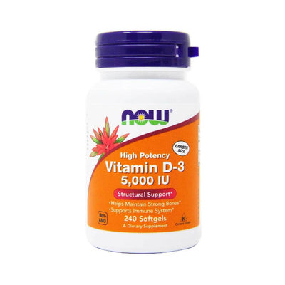 Suplimente pentru oase si articulatii | Vitamin D3 5000IU, 240 capsule, Now Foods, Supliment alimentar pentru imunitate si sanatate 0