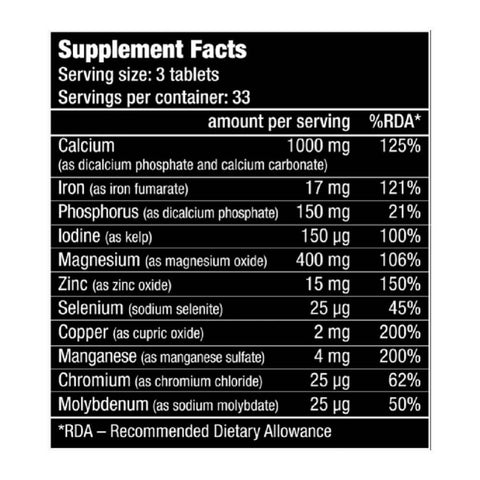 Vitamine si minerale | Complex de multi-minerale, 100 tablete, Biotech USA 1