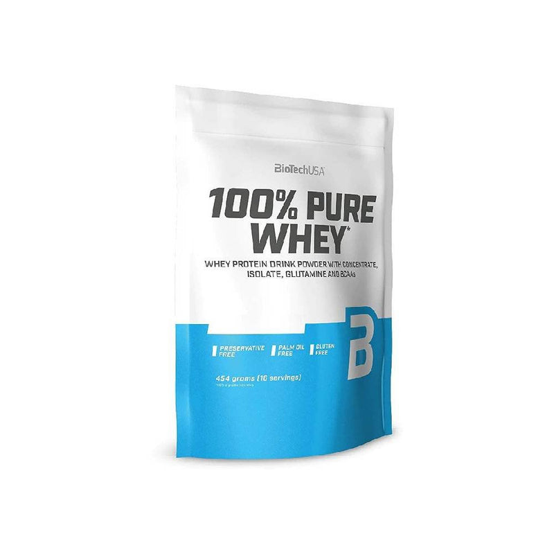 Suplimente antrenament | 100% Pure Whey 450g, pudra, Biotech USA, Concentrat si izolat proteic din zer 1