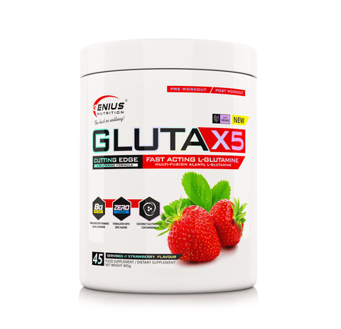 Aminoacizi Gluta - x5, pudra, 405g, Genius Nutrition, Supliment alimentar pentru performanta 1