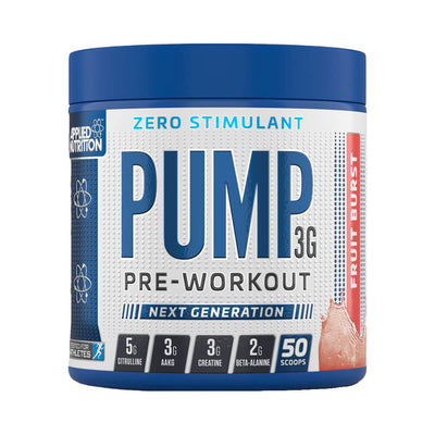 Suplimente antrenament | Pump 3g Pre-Workout Zero Stimulant, pudra, 375g, Applied Nutrition, Supliment alimentar pre-workout 0