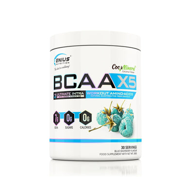 Aminoacizi | BCAA-X5® 360g, pudra, Genius Nutrition, Aminoacizi din sursa fermentata, Fara zahar si calorii 13