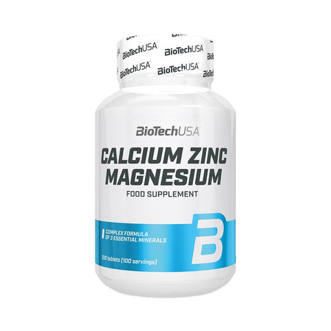 Vitamine si minerale | Calciu Zinc Magneziu 100 tablete, Biotech USA, Supliment alimentar pentru sanatate 0