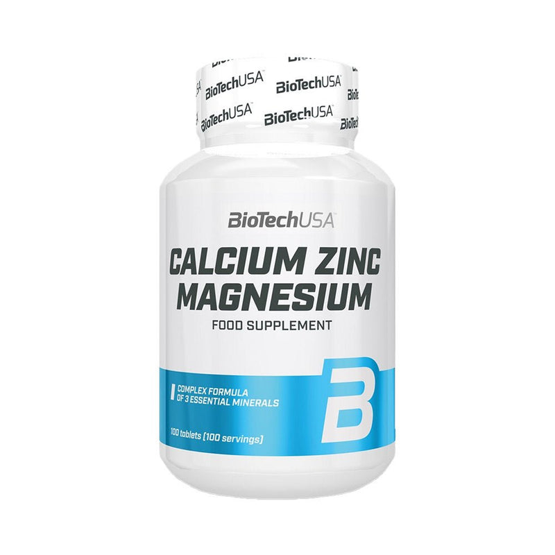 Vitamine si minerale | Calciu Zinc Magneziu 100 tablete, Biotech USA, Supliment alimentar pentru sanatate 0