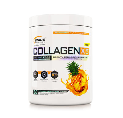Colagen | COLLAGEN-X5® pudra, 360g, Genius Nutrition, Supliment alimentar pe baza de colagen pentru oase si articulatii 0