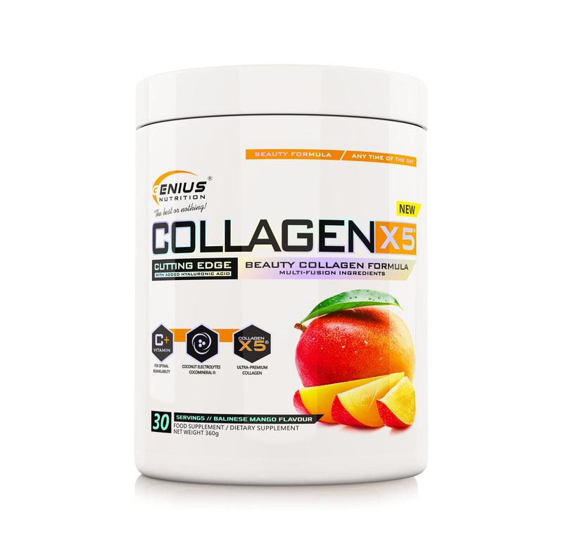 Colagen | COLLAGEN-X5® pudra, 360g, Genius Nutrition, Supliment alimentar pe baza de colagen pentru oase si articulatii 2