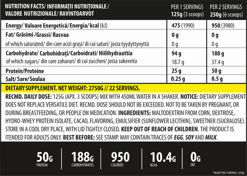 Proteine | iGAIN, pudra, 2750g/22 serv, Genius Nutrition, Mix pentru crestere masa musculara 1