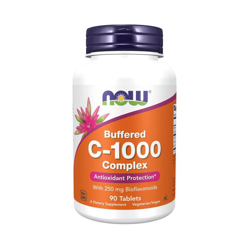 Suplimente pentru oase si articulatii | Vitamina C-1000mg tamponata, 90 tablete, Now Foods, Supliment antioxidanti pentru imunitate, potrivit pentru vegani 0