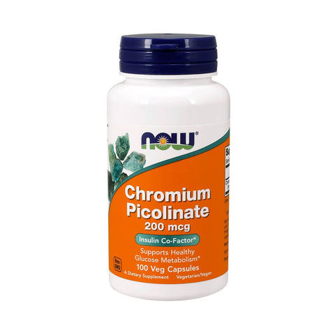 Slabire & Ardere grasimi | Picolinat de Crom 200mcg, 100 capsule, Now Foods, Supliment alimentar pentru sanatate 0