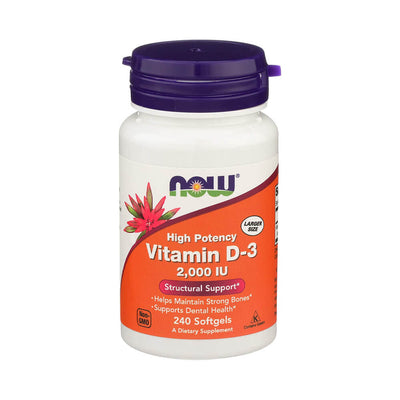 Suplimente pentru oase si articulatii | Vitamina D3 2000IU 240 capsule moi, Now Foods, Supliment alimentar pentru imunitate si sanatate 0