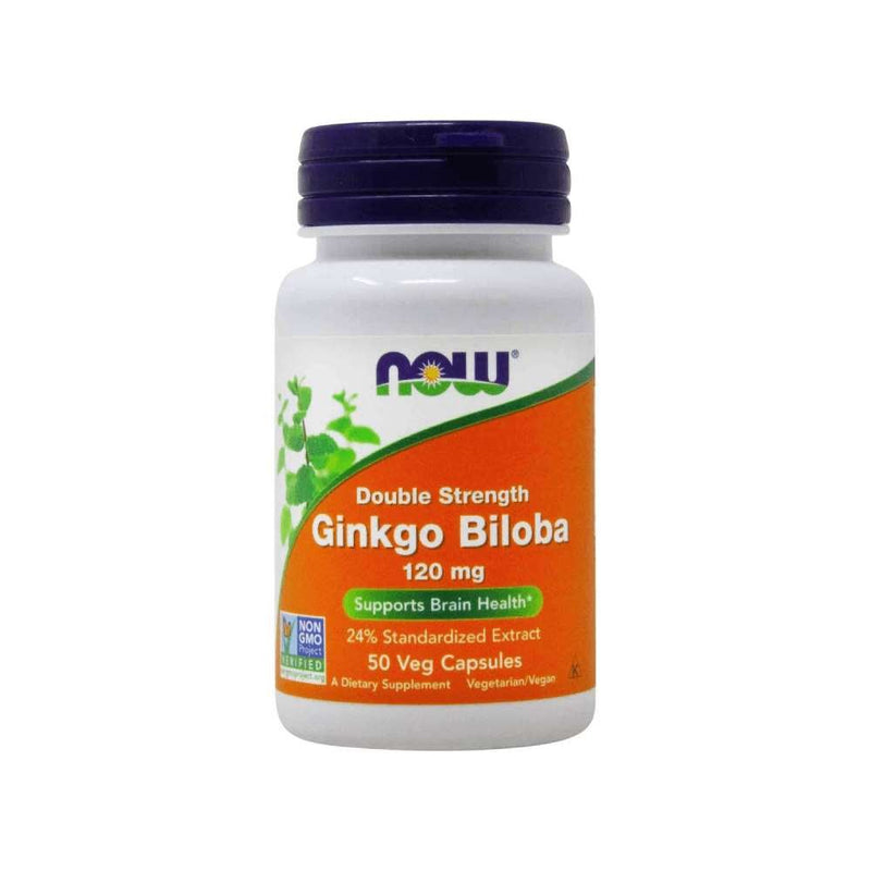Stimulatoare focus | Ginkgo Biloba 120mg, 50 capsule, Now Foods, Supliment alimentar pentru sanatate 0