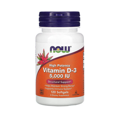 Suplimente pentru oase si articulatii | Vitamina D3 5000IU 120 capsule moi, Now Foods, Supliment alimentar pentru imunitate si sanatate 0