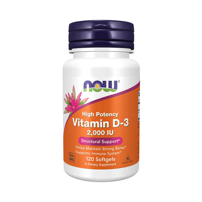 Suplimente pentru oase si articulatii | Vitamina D3 2000IU 120 capsule moi, Now Foods, Supliment alimentar pentru imunitate si sanatate 0