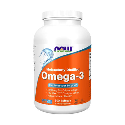 Acizi grasi Omega | Omega 3, 180 EPA / 120 DHA, 500 capsule moi, Now Foods, Ulei de peste 0