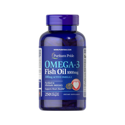 Acizi grasi Omega | Omega 3 din ulei de peste 1000 mg, 250 capsule moi, Puritan's Pride, Supliment alimentar pentru sanatatea inimii 0