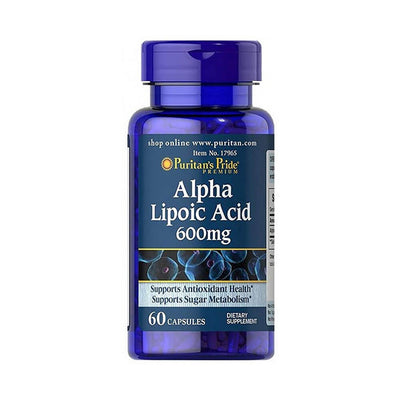 Slabire & Ardere grasimi | Acid Alfa Lipoic (ALA) 600mg, 60 capsule, Puritan’s Pride, Supliment antioxidanti sportivi 0