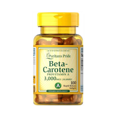 Vitamine si minerale | Beta-Carotene 10000IU, 100 capsule moi, Puritan’s Pride, Supliment antioxidanti sportivi 0