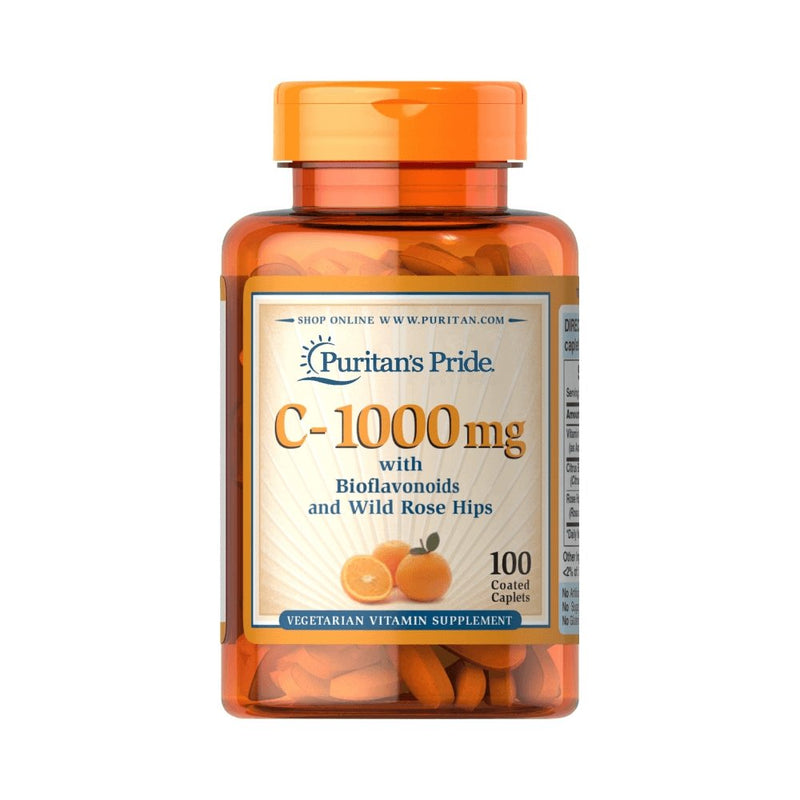 Suplimente pentru oase si articulatii | Vitamina C 1000mg cu Bioflavonoide si Macese 100 tablete, Puritan’s Pride, Supliment pentru imunitate 0