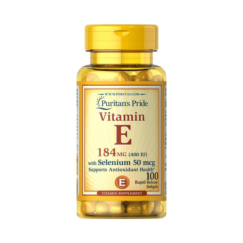 Vitamine si minerale | Vitamina E-400 cu seleniu 50mcg, 100 capsule, Puritan&