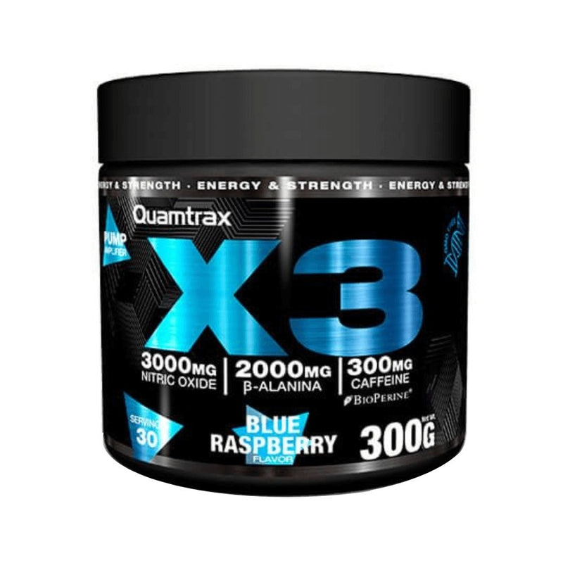 Pre-workout | X3, pudra, 300g, Quamtrax, Supliment alimentar pre-workout cu cofeina 0
