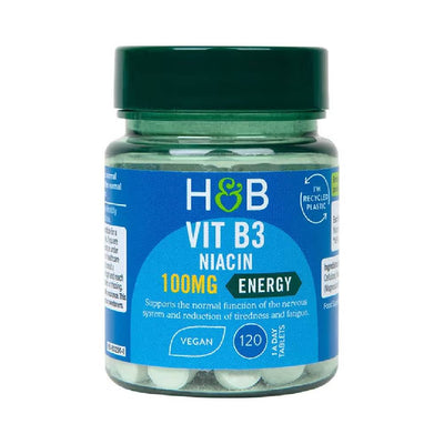 Suplimente antistres | Vit B3 Niacina 100mg, 120 tablete, Holland & Barrett, Supliment alimentar anti-stres 0