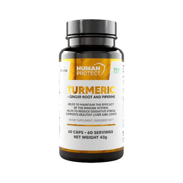 Suplimente antistres | Turmeric + Ghimbir + Piperina 60 capsule, Human Protect, Supliment alimentar pentru sanatate 0