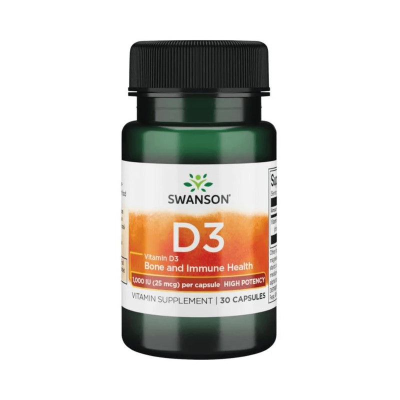Suplimente pentru oase si articulatii | Vitamina D3 1000UI 25mcg, 30 capsule, Swanson, Supliment alimentar pentru imunitate si sanatate 0