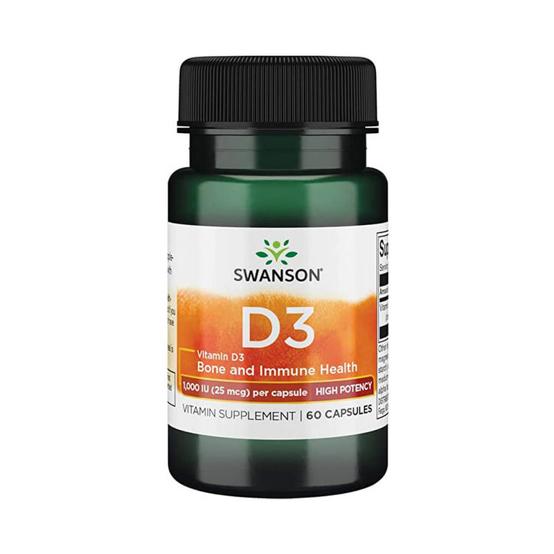 Suplimente pentru oase si articulatii | Vitamina D3 1000IU (25mcg) 60 capsule moi, Swanson, Supliment alimentar pentru imunitate si sanatate 0