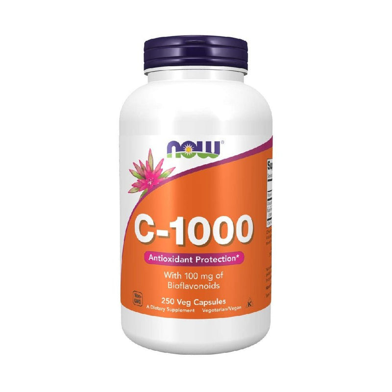 Suplimente pentru oase si articulatii | Vitamina C-1000 cu 100mg bioflavonoide, 250 capsule vegetale, Now Foods, Antioxidant pentru sportivi 0