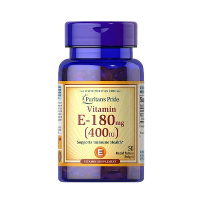Vitamine si minerale | Vitamina E-180 mg 400IU, 50 capsule, Puritan's Pride, Supliment antioxidanti 0