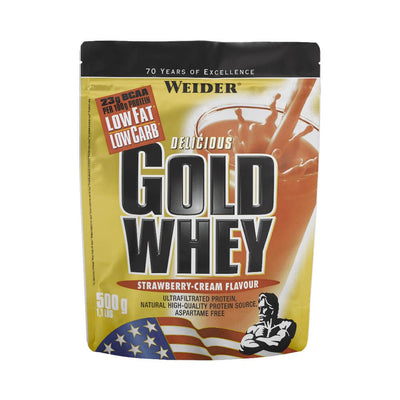 Cresterea masei musculare | Gold Whey 500g, pudra, Weider, Concentrat proteic din zer 0
